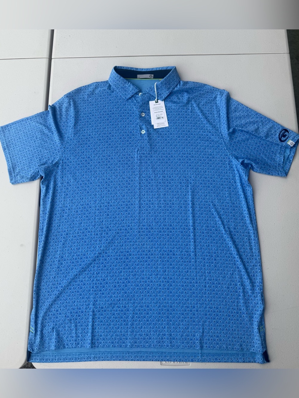 Tasc Men's Cloud Polo, Size XL Coasline Palmetto Light Blue Golf or Leisure, NWT